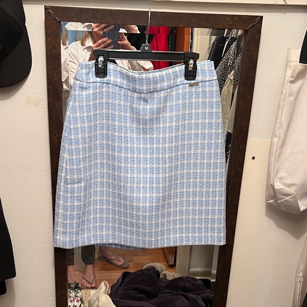 Nine West Light Blue Tweed Mini Skirt